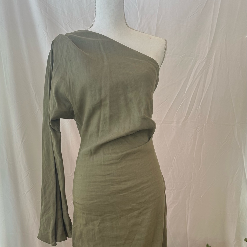 Zara One shoulder linen blend maxi dress- NWT